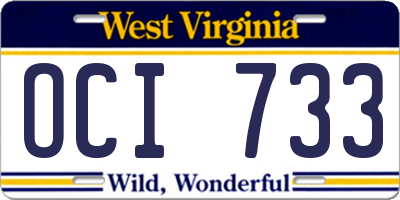 WV license plate OCI733