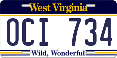 WV license plate OCI734