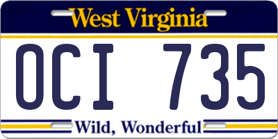 WV license plate OCI735
