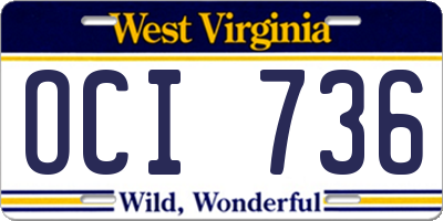 WV license plate OCI736