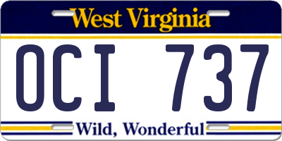 WV license plate OCI737
