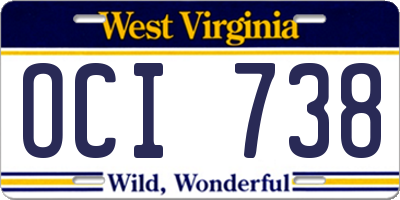 WV license plate OCI738