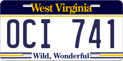 WV license plate OCI741