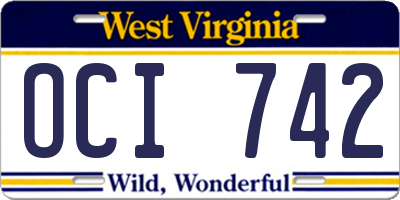 WV license plate OCI742