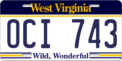 WV license plate OCI743
