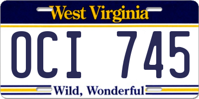 WV license plate OCI745