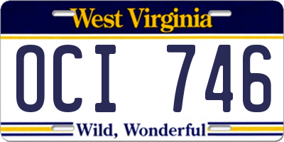 WV license plate OCI746