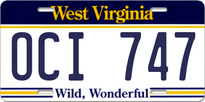 WV license plate OCI747