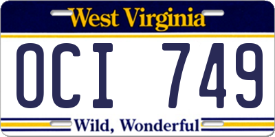 WV license plate OCI749