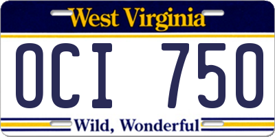 WV license plate OCI750