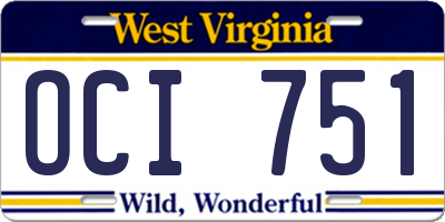 WV license plate OCI751