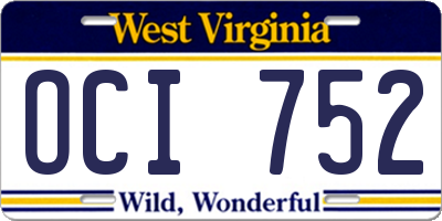 WV license plate OCI752