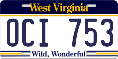 WV license plate OCI753