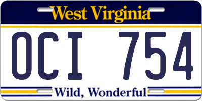WV license plate OCI754