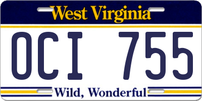 WV license plate OCI755