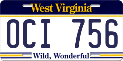 WV license plate OCI756