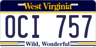 WV license plate OCI757