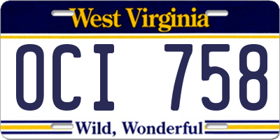 WV license plate OCI758