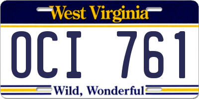 WV license plate OCI761