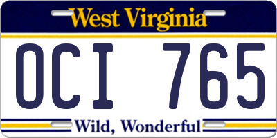 WV license plate OCI765