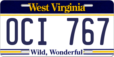 WV license plate OCI767