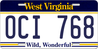 WV license plate OCI768