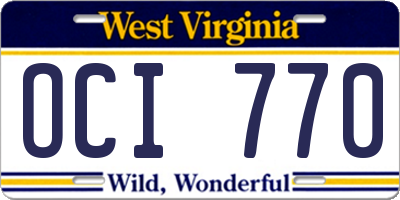 WV license plate OCI770