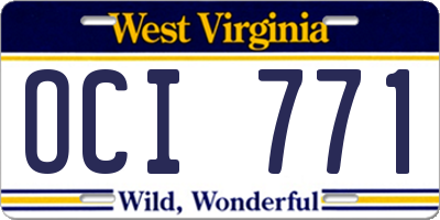 WV license plate OCI771