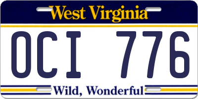 WV license plate OCI776