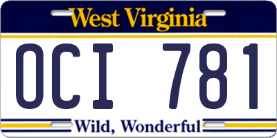 WV license plate OCI781