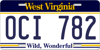 WV license plate OCI782