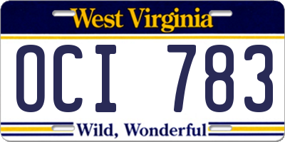WV license plate OCI783
