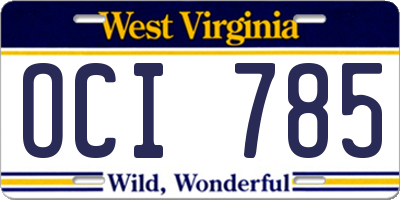 WV license plate OCI785
