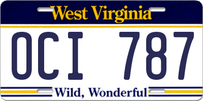 WV license plate OCI787