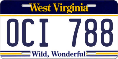 WV license plate OCI788