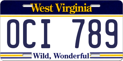 WV license plate OCI789