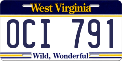 WV license plate OCI791