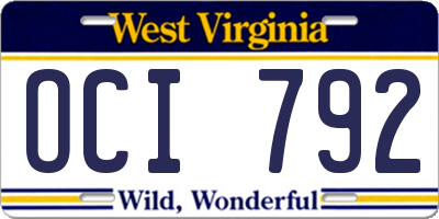 WV license plate OCI792