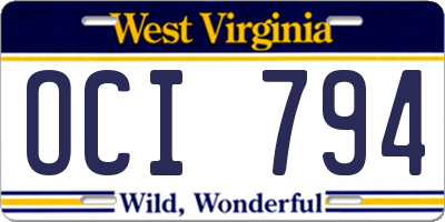 WV license plate OCI794