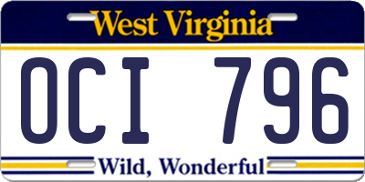 WV license plate OCI796