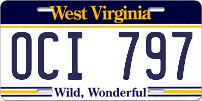 WV license plate OCI797