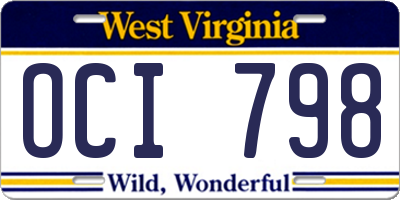 WV license plate OCI798