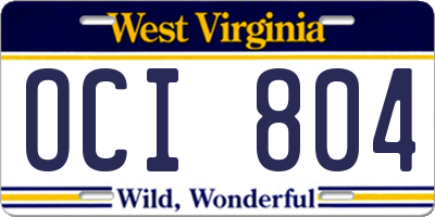 WV license plate OCI804