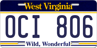 WV license plate OCI806
