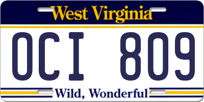 WV license plate OCI809