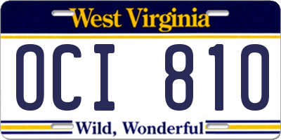 WV license plate OCI810