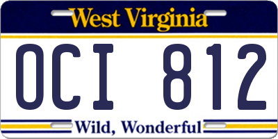 WV license plate OCI812