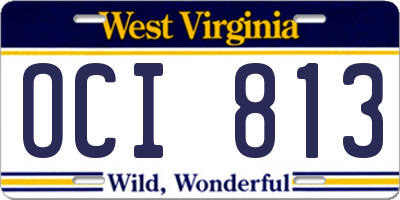 WV license plate OCI813