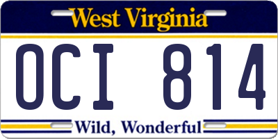 WV license plate OCI814