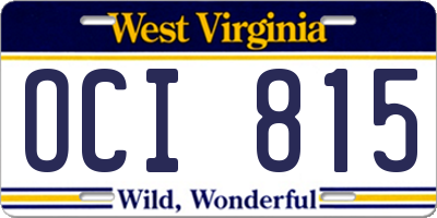 WV license plate OCI815